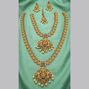Tanish Art Jewellery Designer Pota Stone And Pearl Temple Double Necklace Set