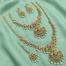 Tanish Art Jewellery Designer Pota Stone And Pearl Temple Double Necklace Set