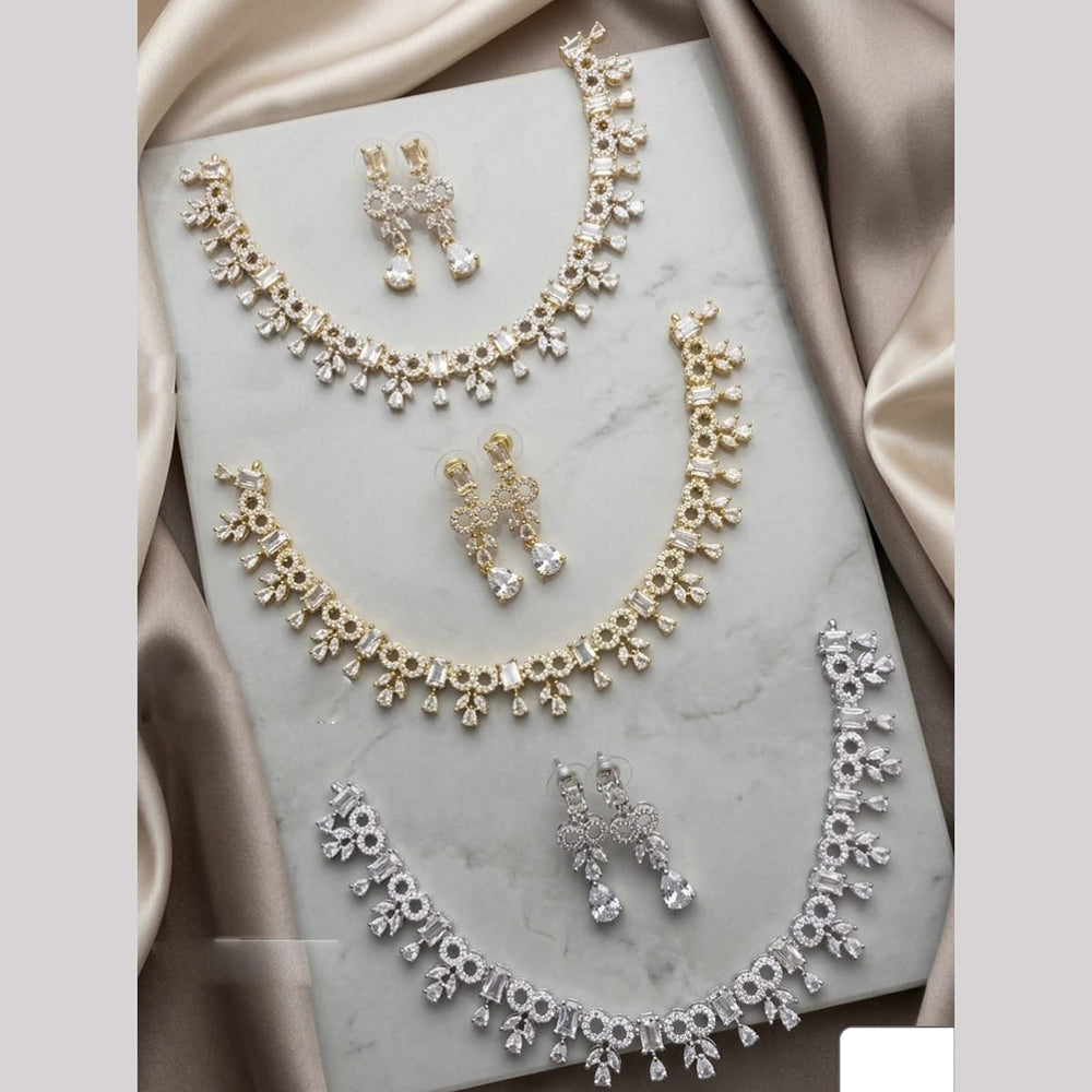 Tanish Art Jewellery Trendy American Diamond Necklace Set