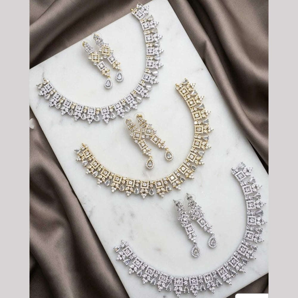 Tanish Art Jewellery Trendy American Diamond Necklace Set