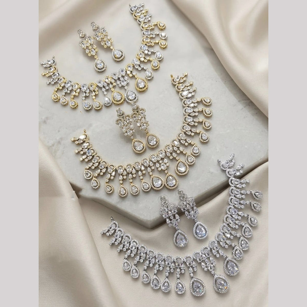 Tanish Art Jewellery Trendy American Diamond Necklace Set