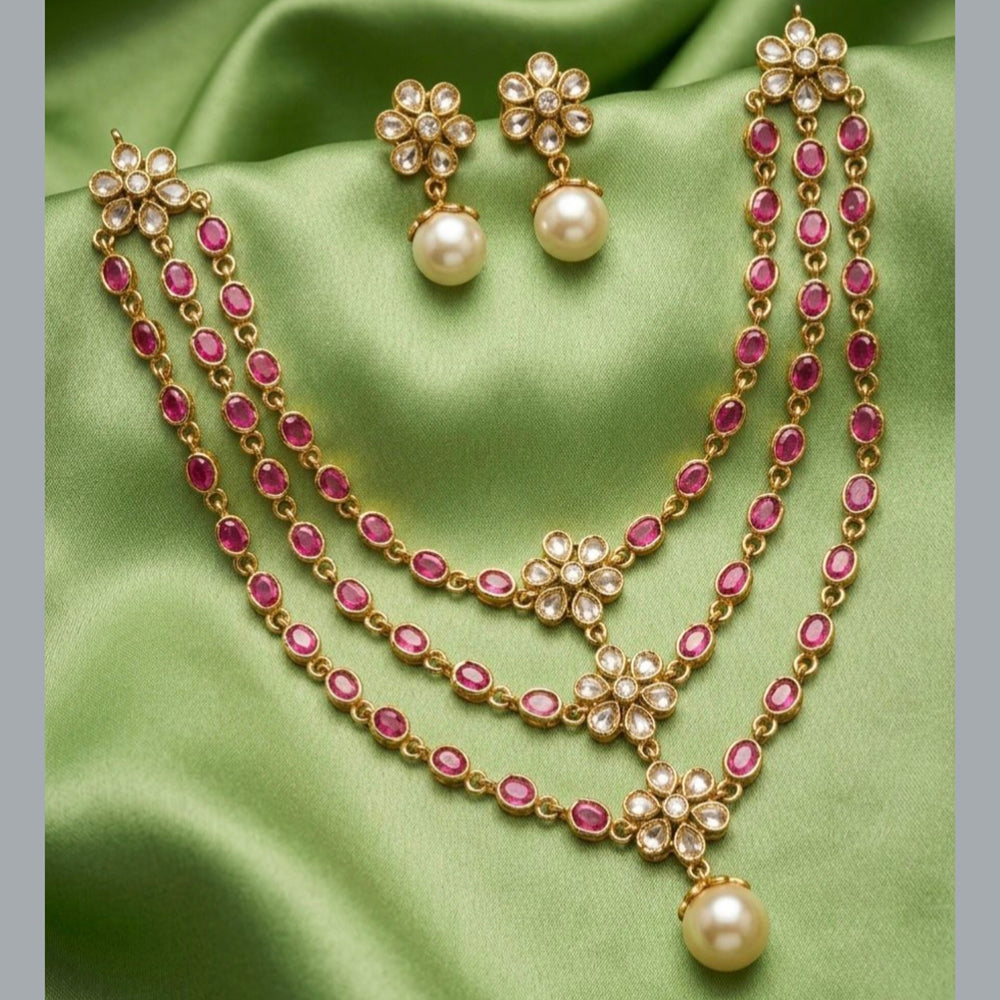 Tanish Art Jewellery Premium Pota Stone And Beads Ethnic Necklace Set 