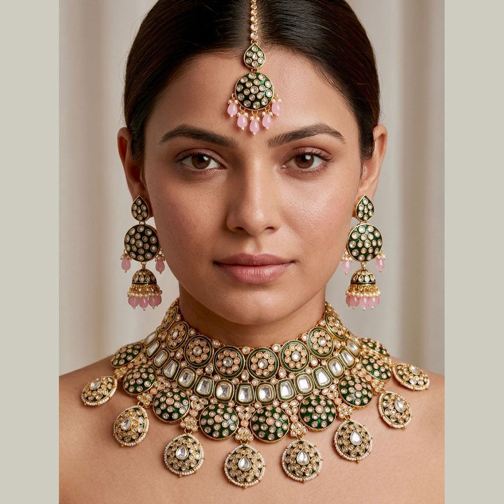 Tanish Art Jewellery Heritage Kundan Stone And Pearl Bridal Choker Necklace Set