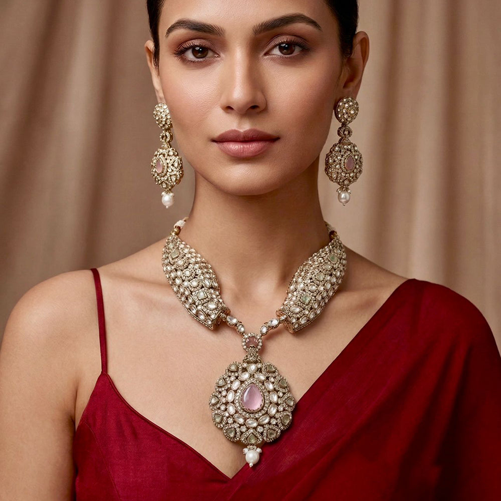Tanish Art Jewellery Graceful Polki Kundan And Pearl Designer Necklace Set