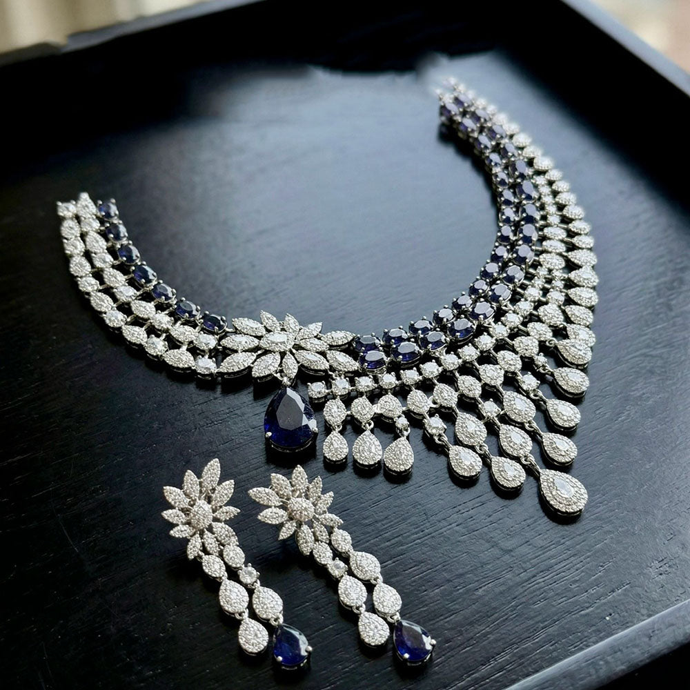Tanish Art Jewellery Glamorous American Diamond Necklace Set