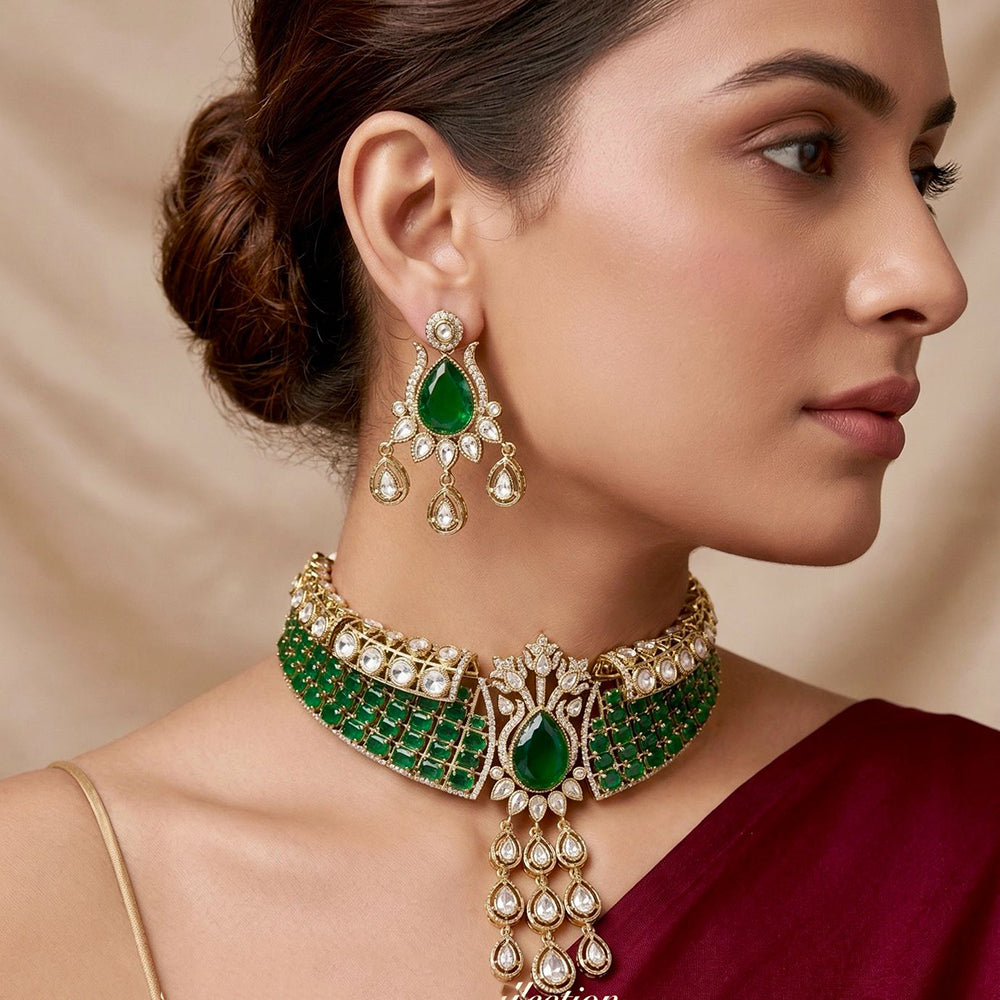 Tanish Art Jewellery Glamorous American Diamond Choker Necklace Set