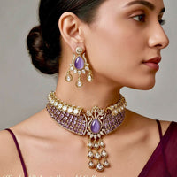 Tanish Art Jewellery Glamorous American Diamond Choker Necklace Set