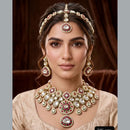 Tanish Art Jewellery Graceful Kundan Stone And Beads Semi-Bridal Choker Necklace Set