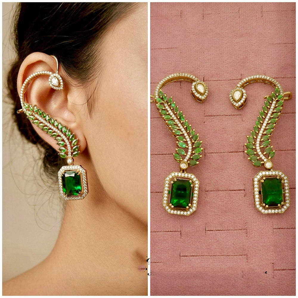 Tanish Art Jewellery Royal American  Diamond Earcuff Dangler Earrings