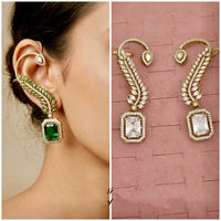 Tanish Art Jewellery Royal American  Diamond Earcuff Dangler Earrings