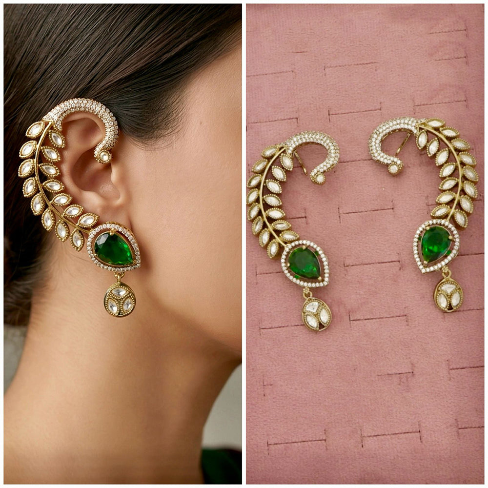 Tanish Art Jewellery Royal American  Diamond Earcuff Dangler Earrings