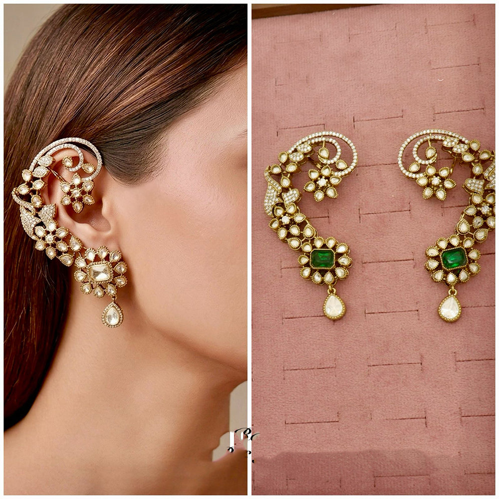 Tanish Art Jewellery Royal American  Diamond Earcuff Dangler Earrings