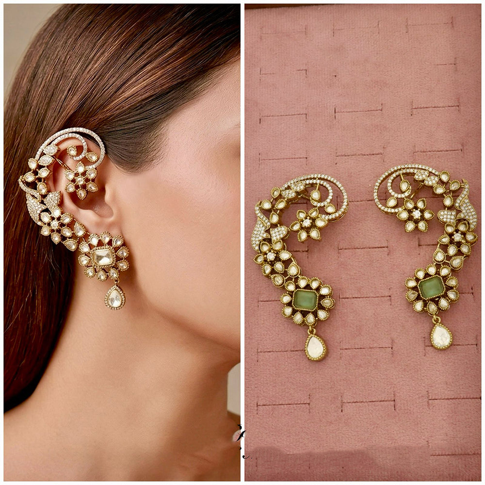 Tanish Art Jewellery Royal American  Diamond Earcuff Dangler Earrings