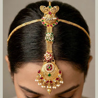 Tanish Art Jewellery Grand Bridal Pota Stone And Pearl Sheeshphool Maangtikka 