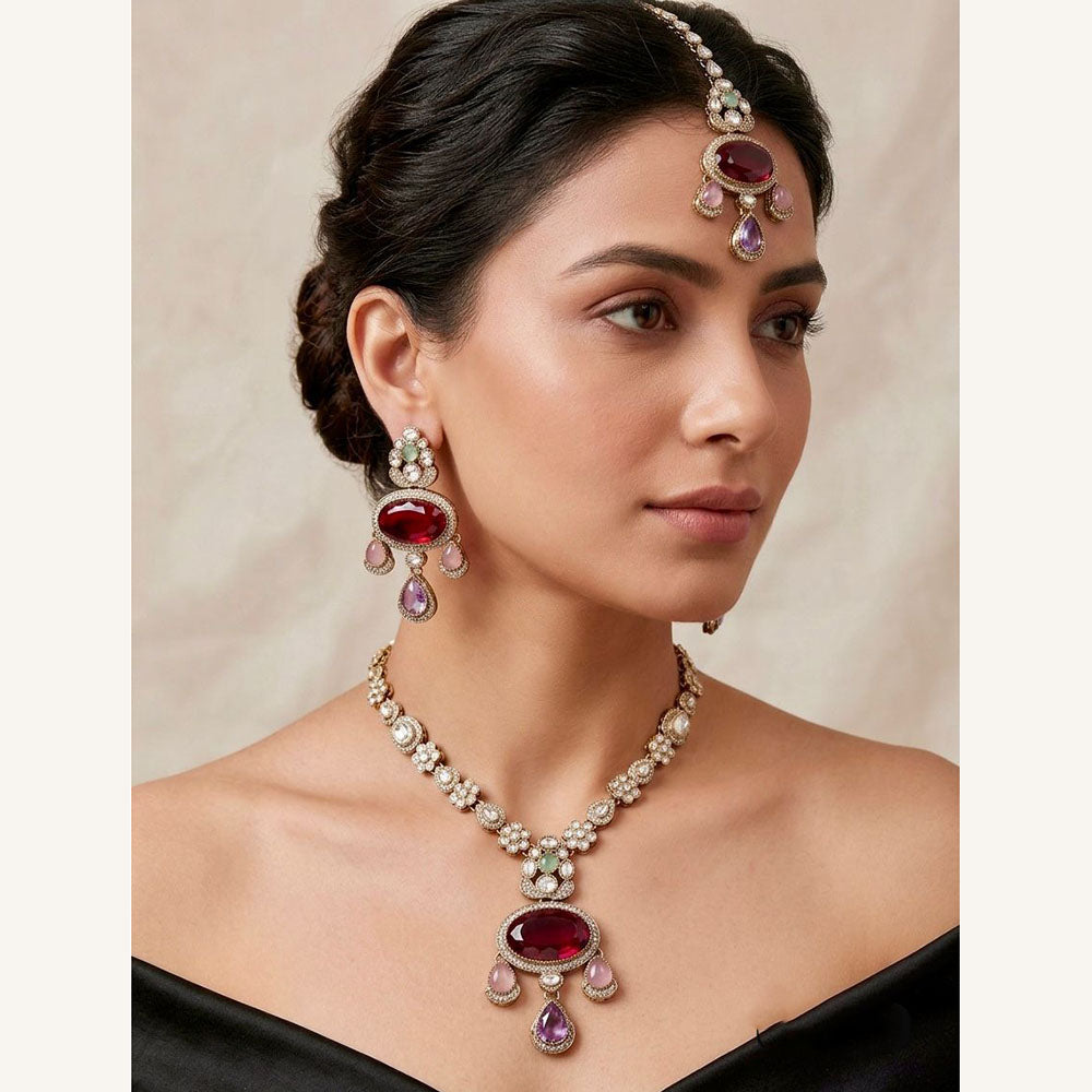 Tanish Art Jewellery Pota Stone Necklace Set
