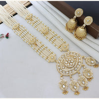 Tanish Art Jewellery Classic Pota Stone And Pearl Long Necklace Set