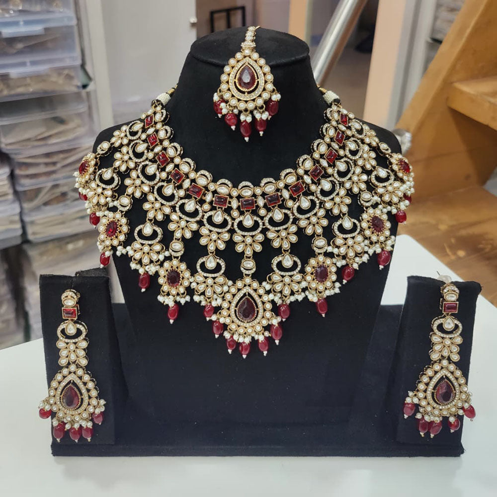 Tanish Art Jewellery Elegant Pota Stone Pearl And Beads Necklace Set 