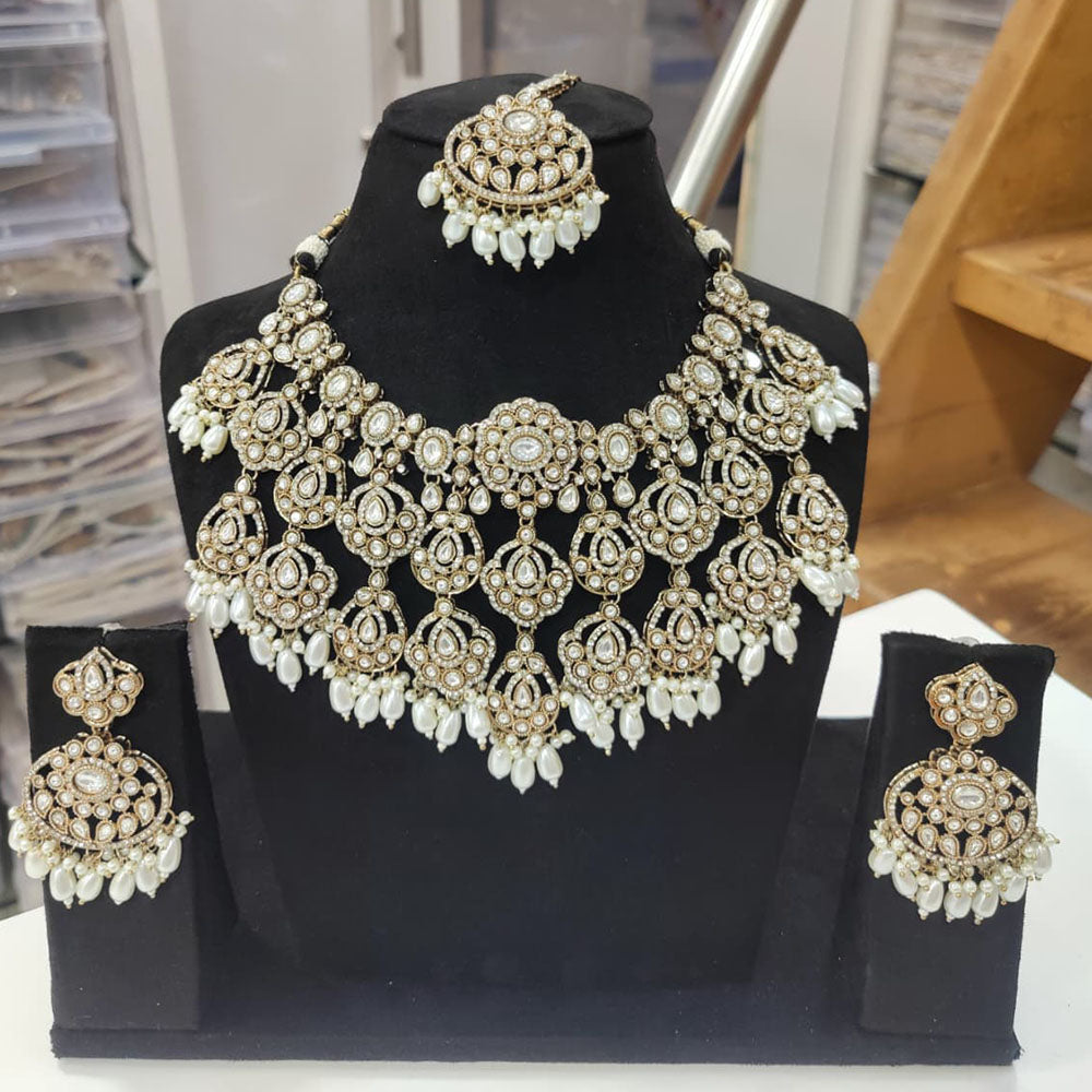 Tanish Art Jewellery Elegant Pota Stone Pearl And Beads Necklace Set