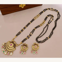 Tanish Art Jewellery Classic Pota Stone And Black Beaded Mangalsutra