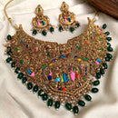 Tanish Art Jewellery Pearl And Beads Heritage Meenakari Temple Choker Necklace Set 