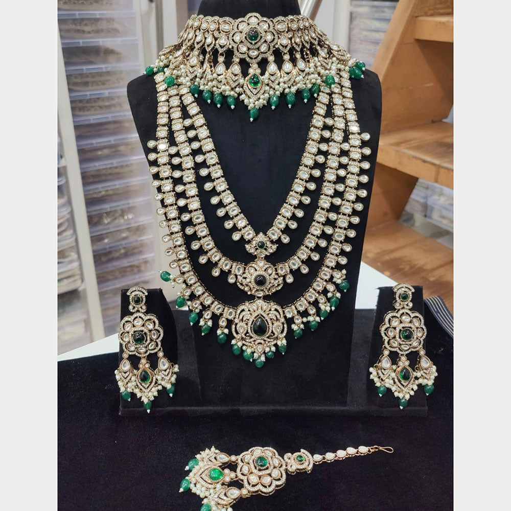 Tanish Art Jewellery Grand Polki Kundan Pearl And Beads Double Necklace Set