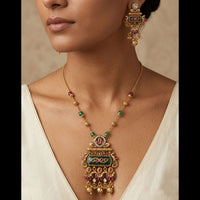 Tanish Art Jewellery Pota Stone And Pearl Necklace Set 