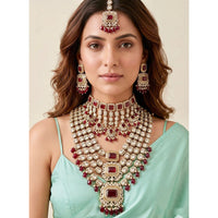Tanish Art Jewellery Pota Stone Pearl And Beads Double Necklace Set