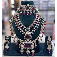 Tanish Art Jewellery Pota Stone Pearl And Beads Double Necklace Set 