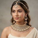 Tanish Art Jewellery Graceful Kundan Stone Semi-Bridal Choker Necklace Set