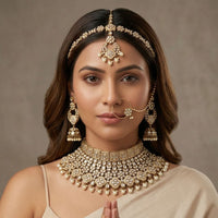 Tanish Art Jewellery Graceful Kundan Stone Semi-Bridal Choker Necklace Set