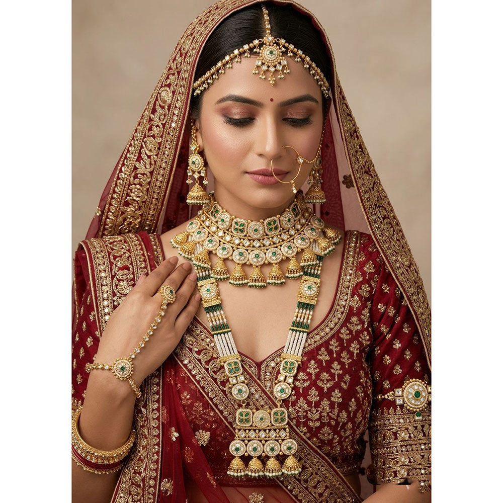 Tanish Art Jewellery Graceful Kundan Stone And Beads Bridal Set