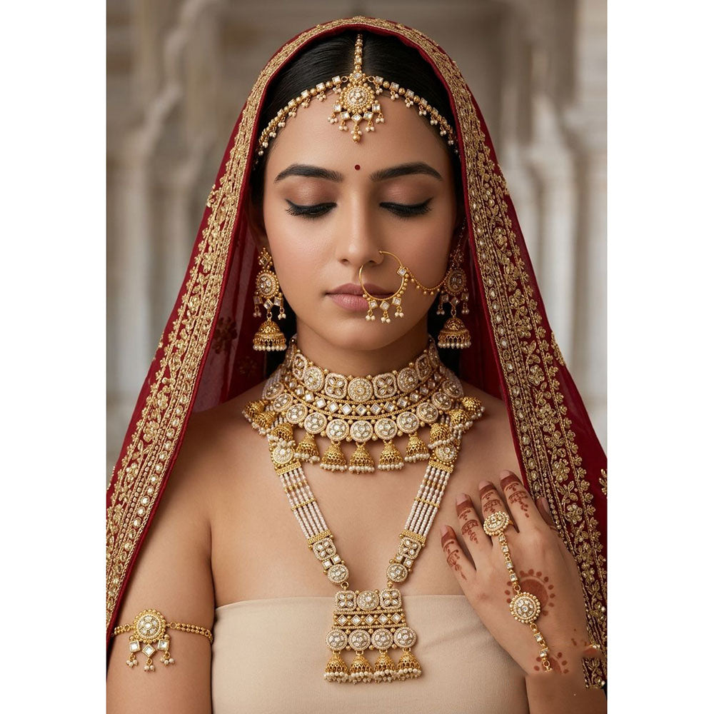 Tanish Art Jewellery Graceful Kundan Stone And Beads Bridal Set