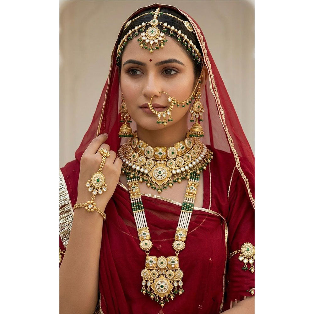 Tanish Art Jewellery Graceful Kundan Stone And Beads Bridal Set