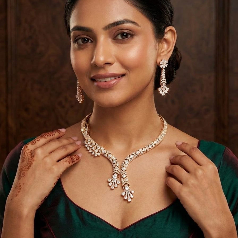 Tanish Art Jewellery Glamorous American Diamond Necklace Set