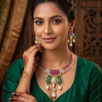 Tanish Art Jewellery Glamorous American Diamond Elephant Necklace Set
