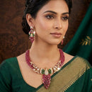 Tanish Art Jewellery Glamorous American Diamond Peacock Ruby Necklace Set