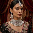 Tanish Art Jewellery Glamorous American Diamond Choker Pearl Necklace Set