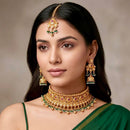 Tanish Art Jewellery Pota Stone Pearl And Beads Choker Necklace Set