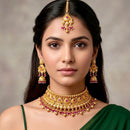 Tanish Art Jewellery Pota Stone Pearl And Beads Choker Necklace Set