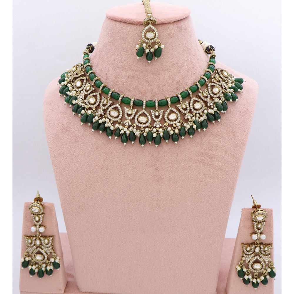 Tanish Art Jewellery Polki Kundan Pearl And Beads Choker Necklace Set