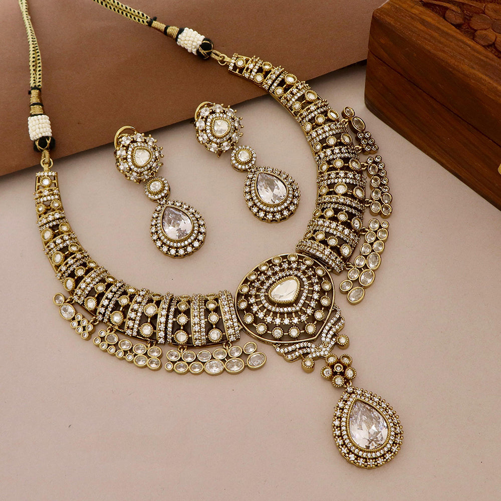 Tanish Art Jewellery Traditional Polki Kundan And Austrian Stone Necklace Set