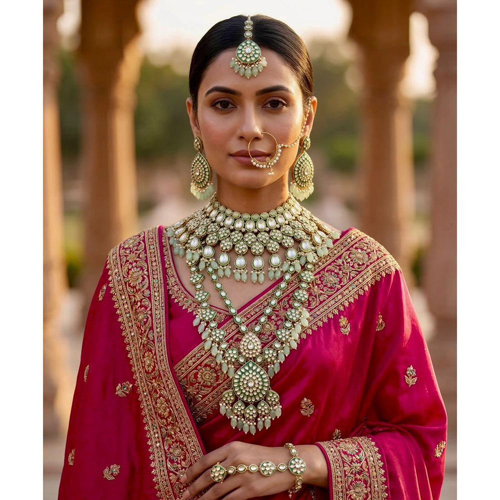 Tanish Art Jewellery Graceful Kundan Stone And Beads Bridal Set