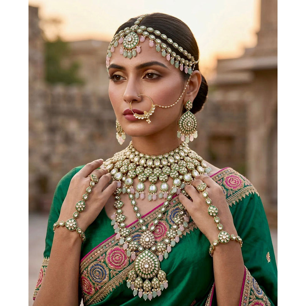 Tanish Art Jewellery Graceful Kundan Stone And Beads Bridal Set