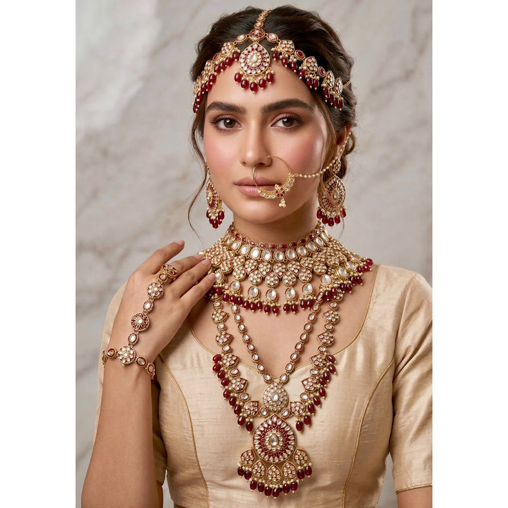 Tanish Art Jewellery Graceful Kundan Stone And Beads Bridal Set