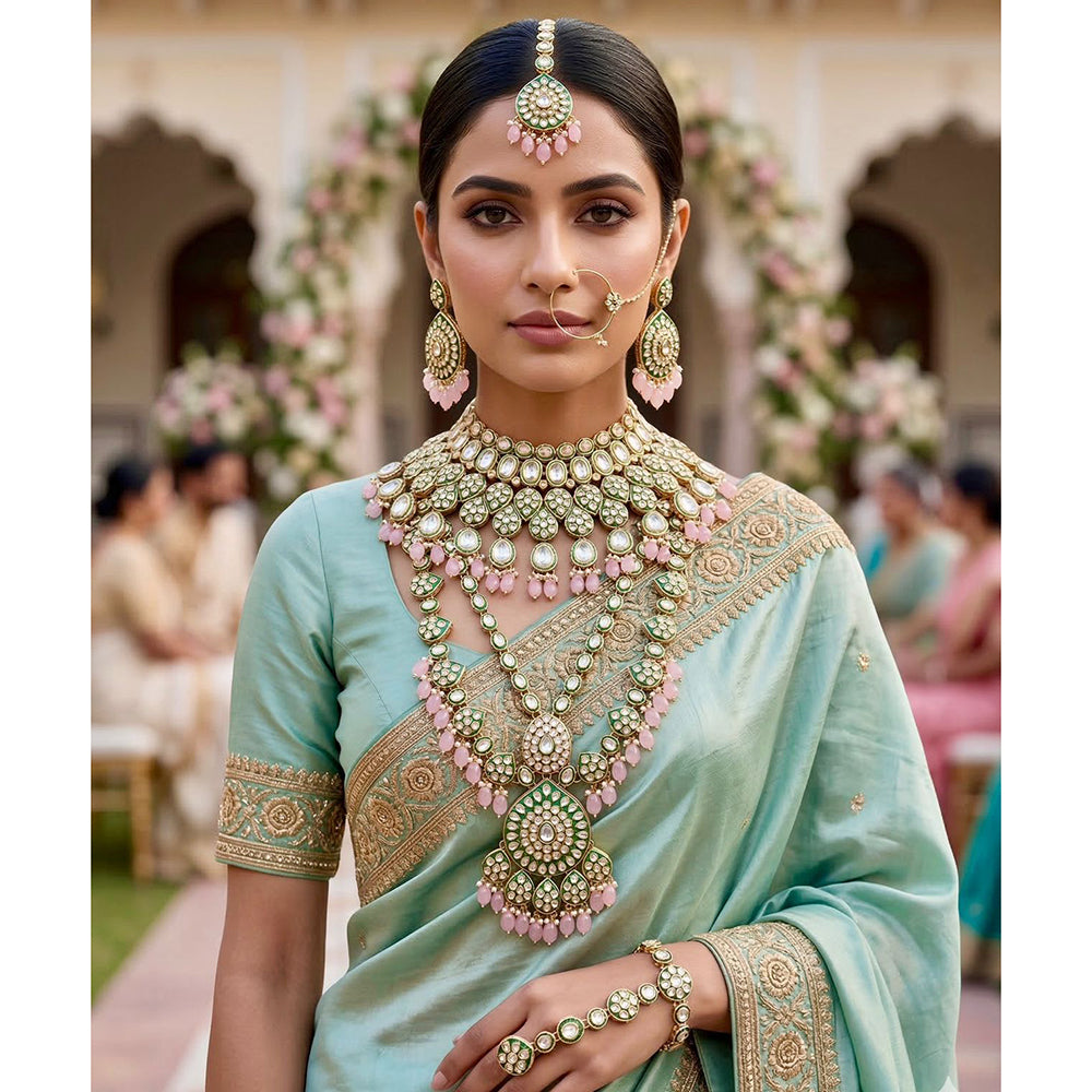 Tanish Art Jewellery Graceful Kundan Stone And Beads Bridal Set