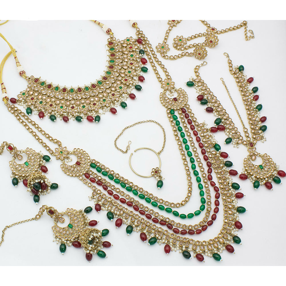 Tanish Art Jewellery Graceful Kundan Stone And Beads Bridal Set