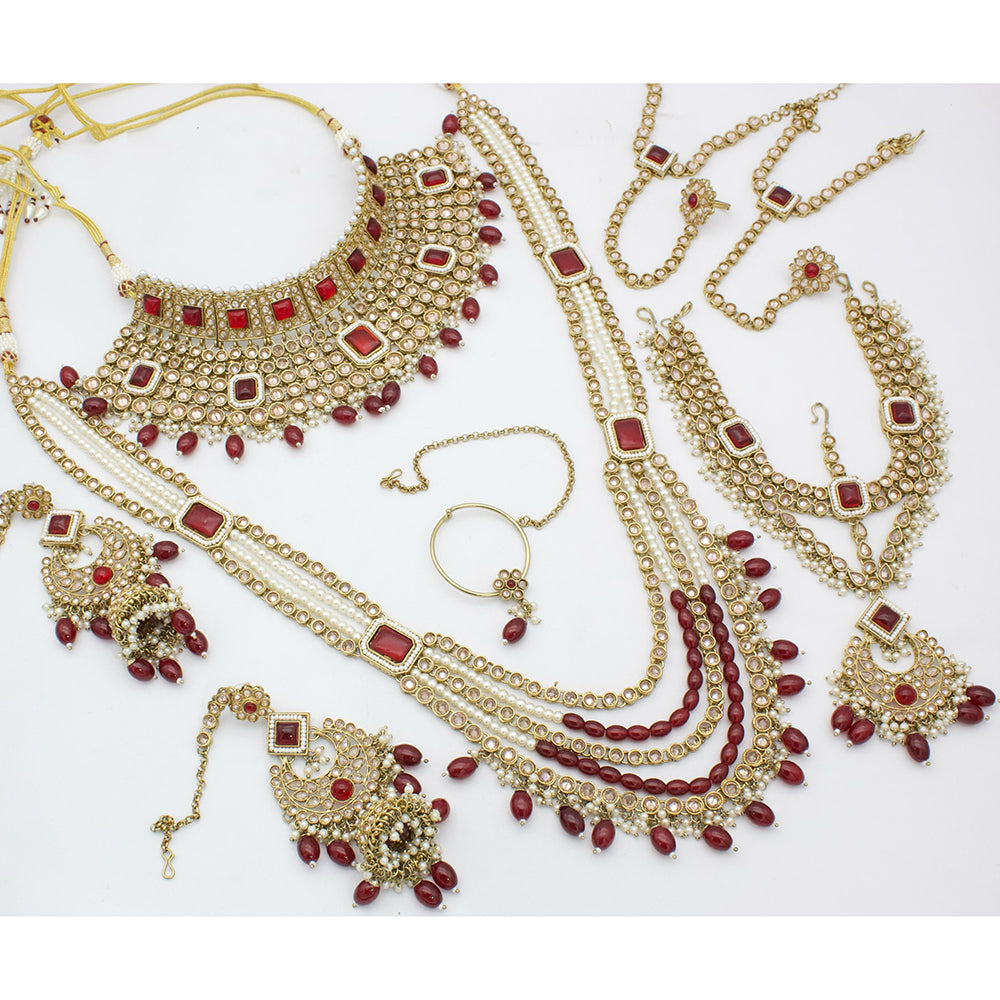 Tanish Art Jewellery Graceful Kundan Stone And Beads Bridal Set