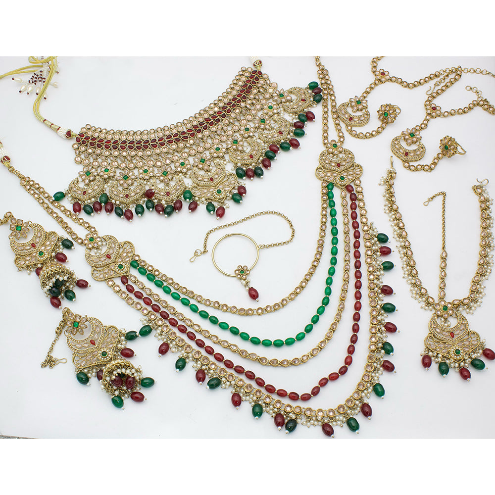 Tanish Art Jewellery Graceful Kundan Stone And Beads Bridal Set