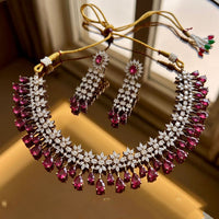 Tanish Art Jewellery Glamorous American Diamond Necklace Set