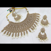 Tanish Art Jewellery Glamorous Crystal Stone Pearl And Beads Choker Necklace Set